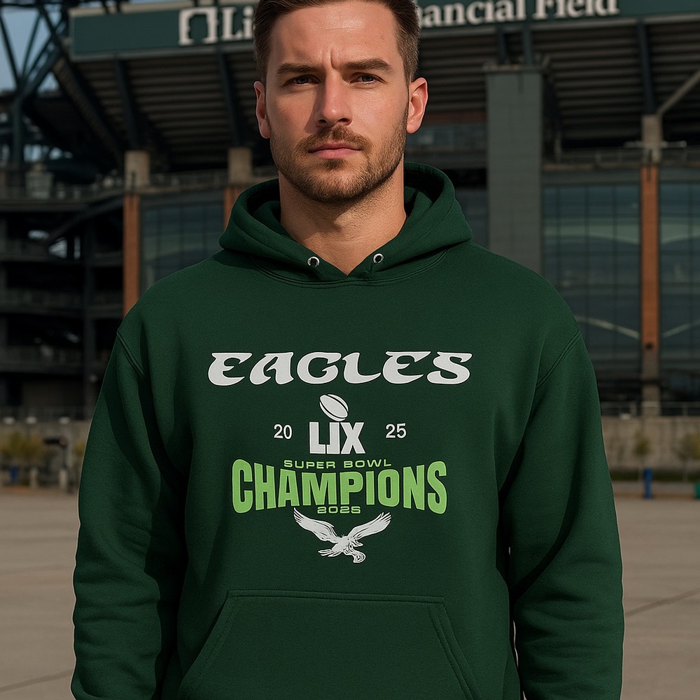 Custom Eagles champion Green Hoodie Sweatshirt